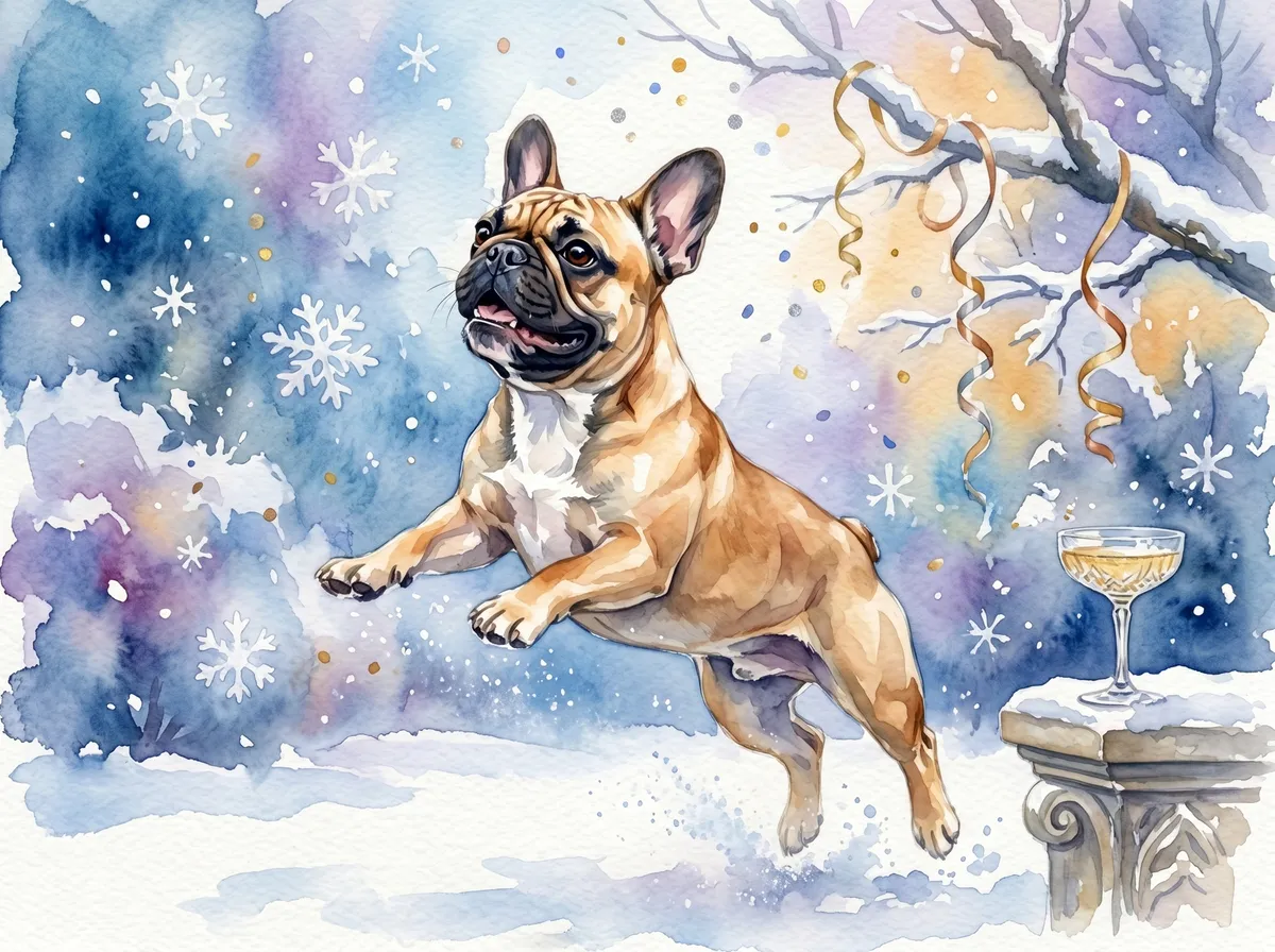 French Bulldog watercolor calendar month 1